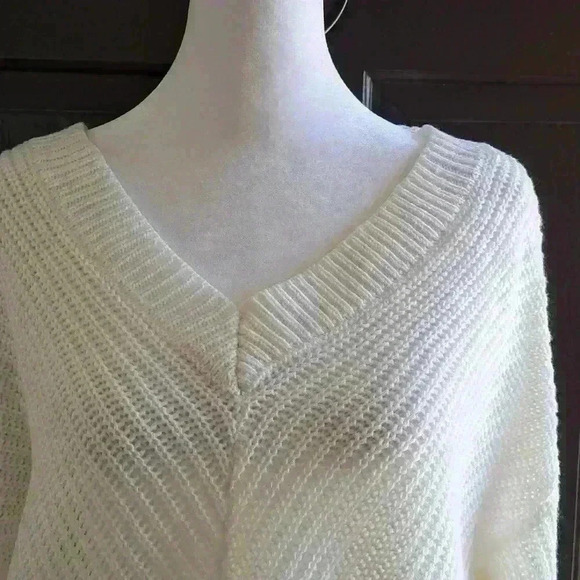 Almost Famous Juniors' Lace-Up Sweater White Size Extra Large - Picture 3 of 8